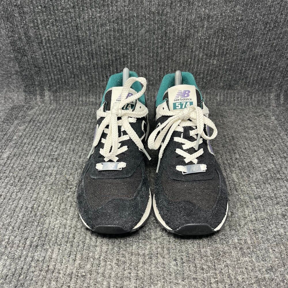 New Balance 574 Black Purple Teal Suede Shoes Mens 6.5 / Women’s 8 U574LV2 - Picture 2 of 8
